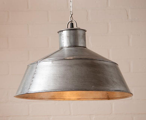 Springhouse Pendant in Brushed Tin, Primitive Country Farmhouse Lighting Home Decor.
