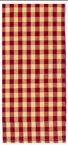 Heritage House Check Barn Red Towel (set of 6) Our Barn Red Heritage House Check towel is made of cotton. This is a 18" x 28" towel that is a nice addition to any kitchen.