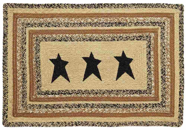 Kettle Grove Stencil Star Braided Jute Rug Rectangle 24 X 36 in.