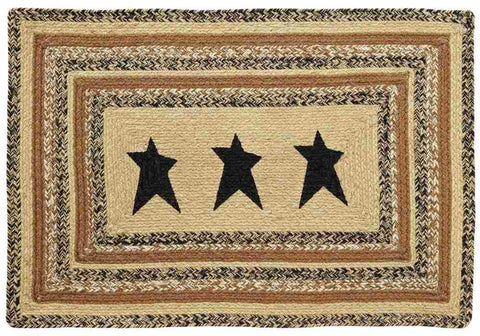 Kettle Grove Stencil Star Braided Jute Rug Rectangle 24 X 36 in.