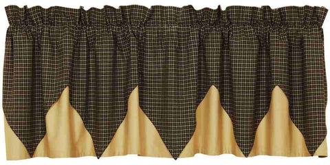 Kettle Grove Window Valance Plaid Layered, Black, Tan, Primitive Country Farmhouse Window Treatments Curtains Home Decor & Accessories.