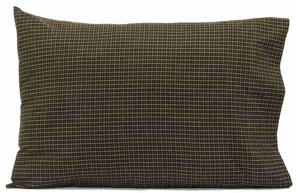 The Kettle Grove Pillow Case Set features the black and tan micro check fabric of the quilt. Primitive Country Farmhouse Bedding Home Decor.