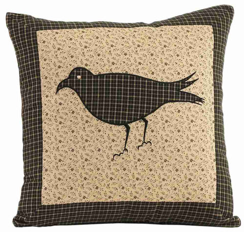 Kettle Grove Pillow Cover Crow 16 in. Primitive Country Farmhouse Quilted Bedding