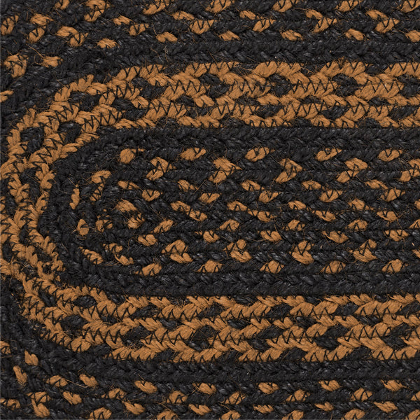 Black & Tan Jute Oval Runner 13x72