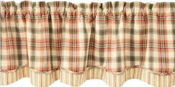 Lemon Pepper Plaid and Stripe Layered Lined Valance