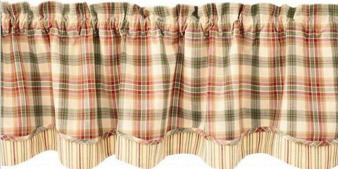 Lemon Pepper Plaid and Stripe Layered Lined Valance