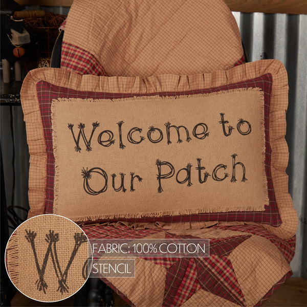 Landon Welcome to Our Patch Farmhouse Decorative Throw Pillow 14x22 Inch Autumn Fall Harvest Seasonal Accent Cushion