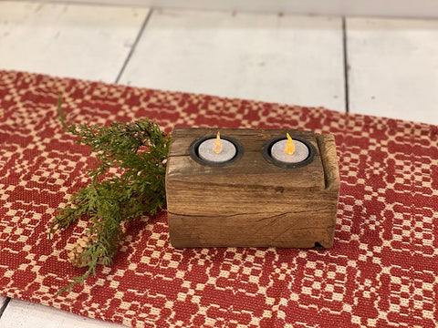 Reclaimed Wood Double Tea Light Holder