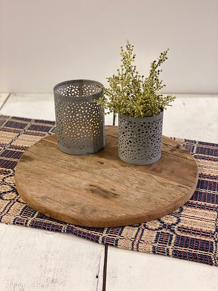 Reclaimed Wood Charger Plate 14" DIA. **Size, Finish, Color will vary slightly due to reclaimed old wood** See website for free shipping offer. Primitive Country Home Decor.