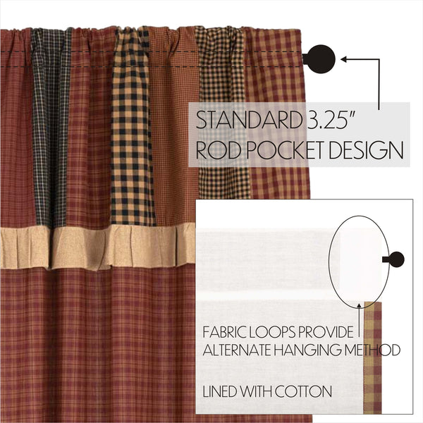 Maisie Short Panel with Attached Patch Valance Set of 2 63x36