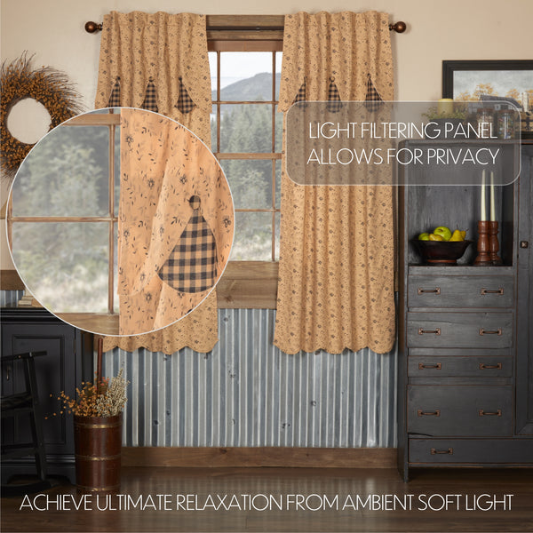 Maisie Short Panel Attached Scalloped Layered Valance Set of 2 63x36