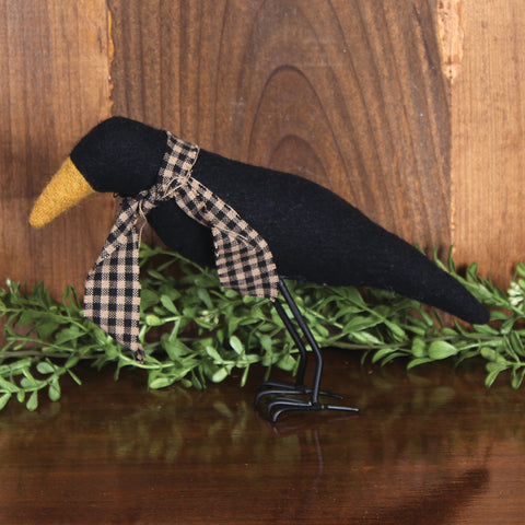 Our Crow Figurine Black Ornamentis made of cotton. This is a 10 in x 7 in x 2.25 in ornament set that will add the finishing touches to any room.  Perfect for everyday Primitive Decor or your Fall Displays.