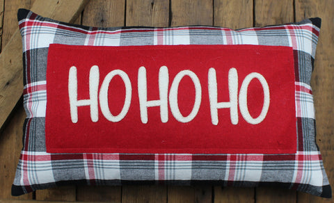 Winter Plaid HOHOHO Pillow 12x20