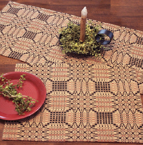 Bring old world style to your table with the Trenton Jacquard Placemat. Made of 100% cotton and features an intricate pattern of black, barn red and nutmeg.