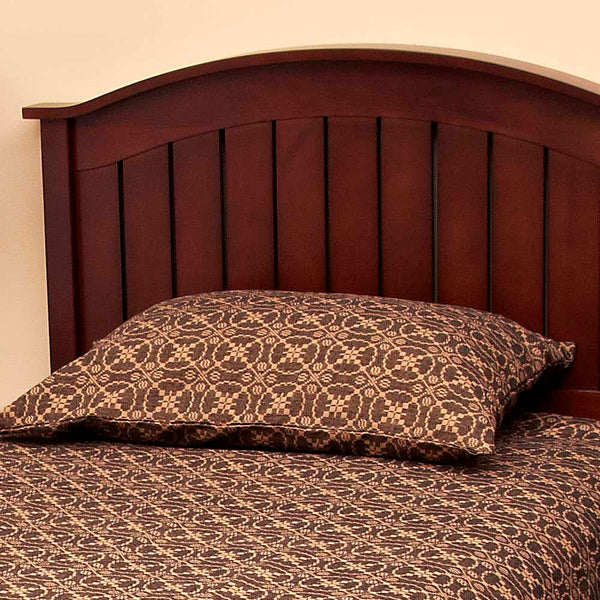 Marshfield Jacquard Pillow Sham 21x31 in black and tan cotton jacquard. Adds primitive, colonial, and farmhouse charm when paired with bedcovers and panels.