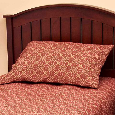 Marshfield Jacquard Pillow Sham Barn Red Our Marshfield Jacquard Barn Red - Tan Pillow Sham is made of cotton jacquard and is 21" x 31".
