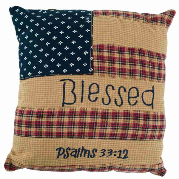 Patriotic Patch Blessed Pillow 10 in.