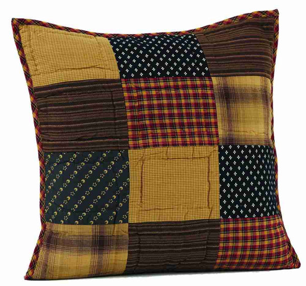 Patriotic Patch Pillow Cover Quilted 16 in.