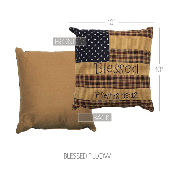 Patriotic Patch Pillow Blessed 10x10
