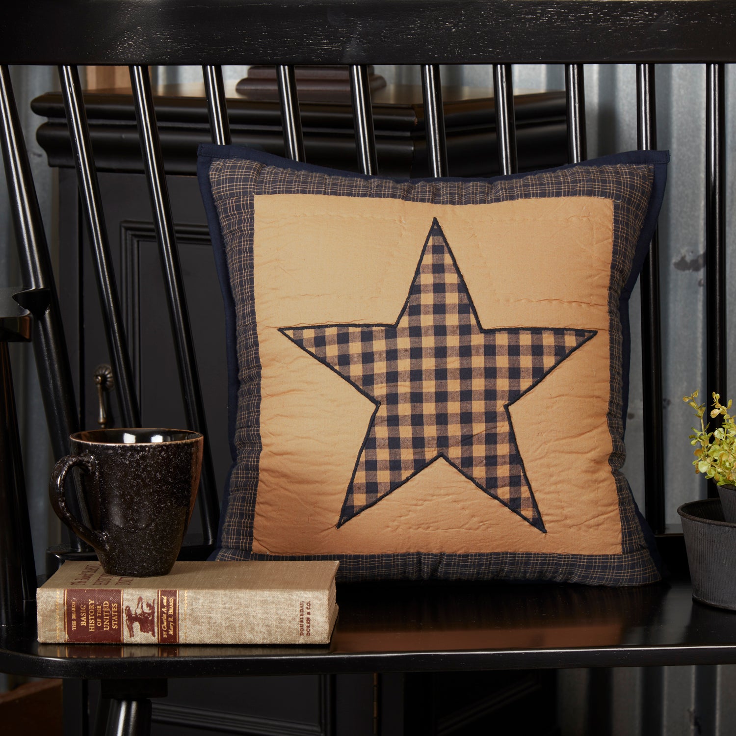 Farmhouse Star Quilted Pillow 16 Filled