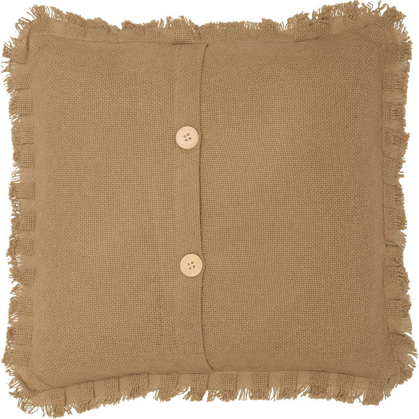 Burlap Natural Pillow with Fringed Ruffle 16x16