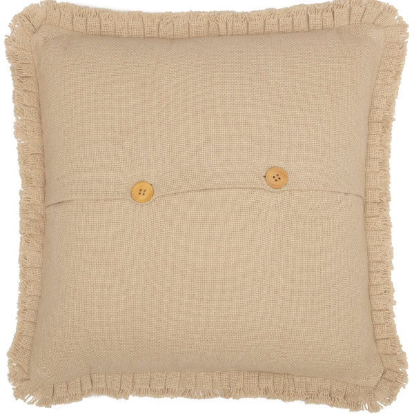 Burlap Vintage Pillow w/ Fringed Ruffle 18x18