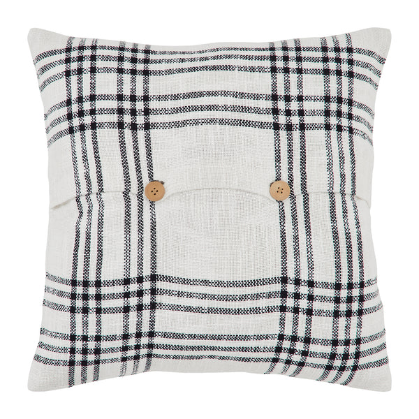 Black Plaid Fabric Pillow 18x18