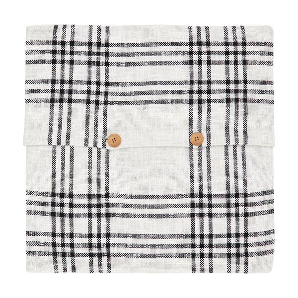 Black Plaid Fabric Pillow Cover 18x18