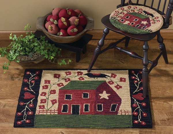 Red House Hooked Rug 24 X 36 in.