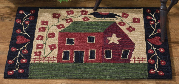 Red House Hooked Rug 24 X 36 in.