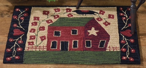 Red House Hooked Rug 24 X 36 in.