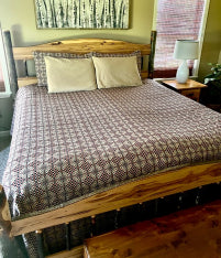 Yorktown Weave Brick/Navy/Linen Queen Bed Cover Queen Combo - Bed Cover and 2 Matching Shams. Queen Bed Cover measures approximately 94" X 104" Shams measure approximately 20" X 30". Visit website for free shipping offer. Primitive Country Home Decor.
