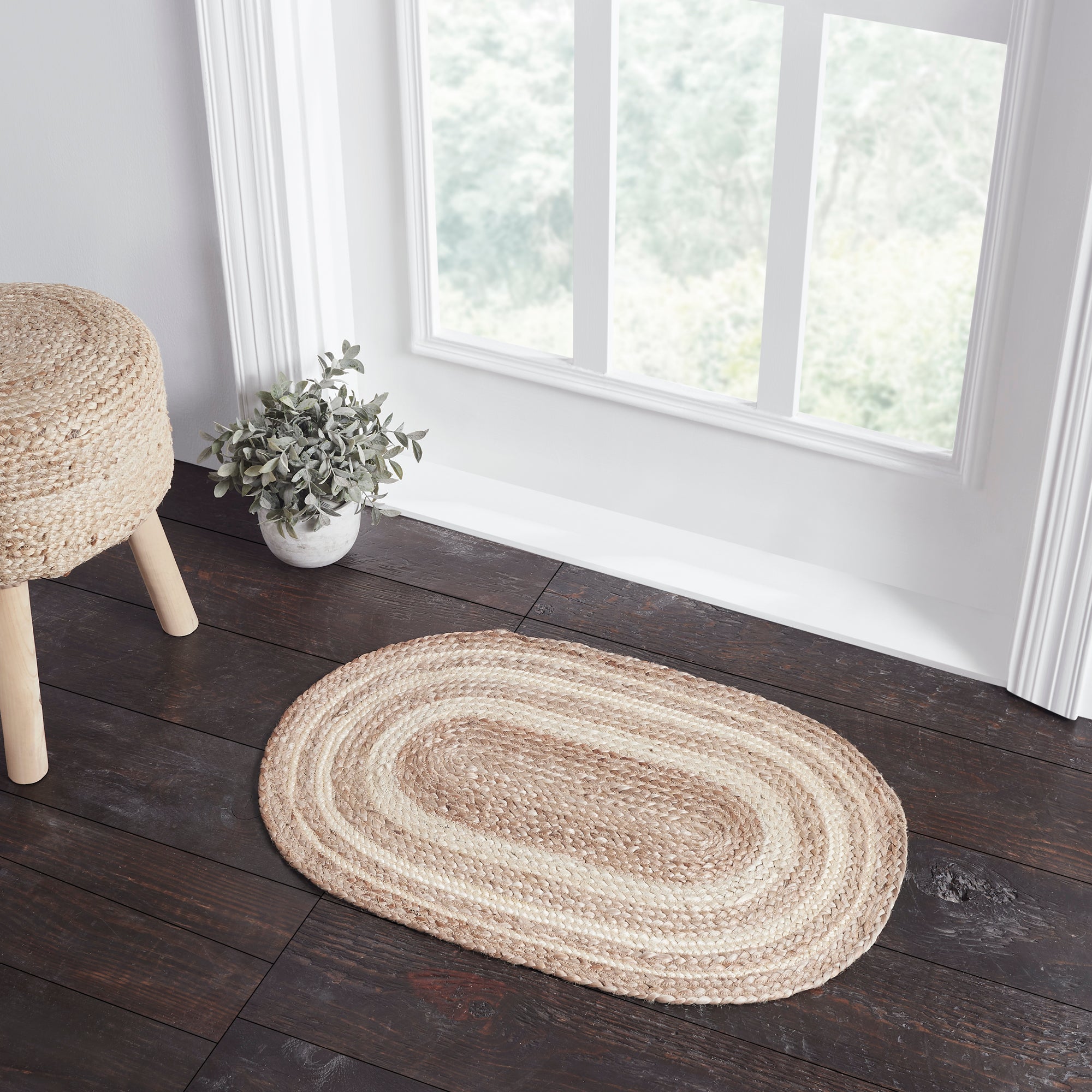 Jute Oval Rug Braided Style 100% Natural Jute Area Rug Home