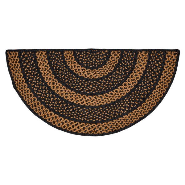 Half Circle Rustic Rugs Black & Tan Jute Half Circle Rug | Primitive Door Mat - Allyson’s Place ...