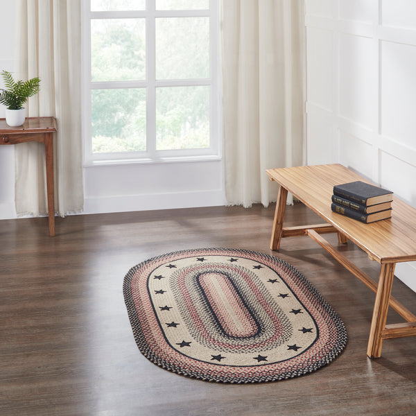 VHC Brands - Colonial Star Braided Area Rug - Natural & Black - 60