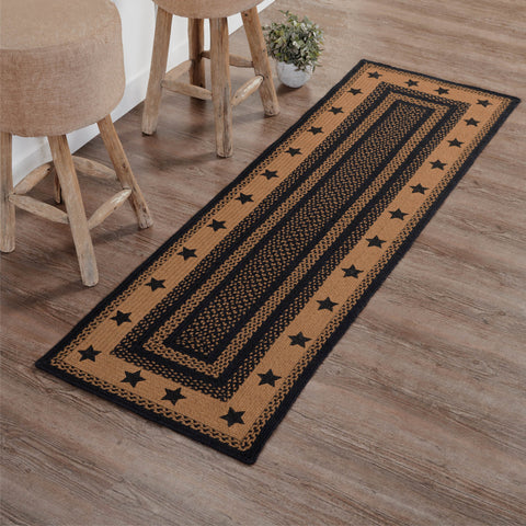Farmhouse Star Jute Rug Runner 24x78 – Primitive Country Hallway Rug