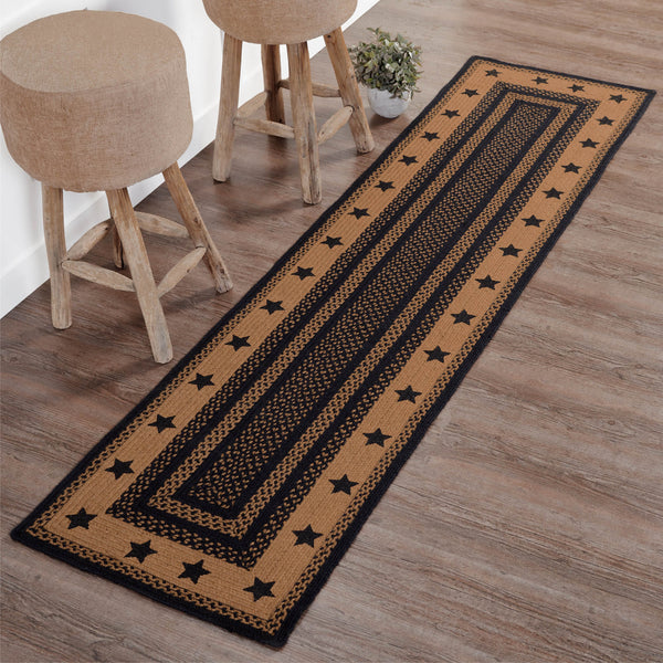 Farmhouse Star Jute Rug Runner 24x96 – Primitive Country Hallway Rug