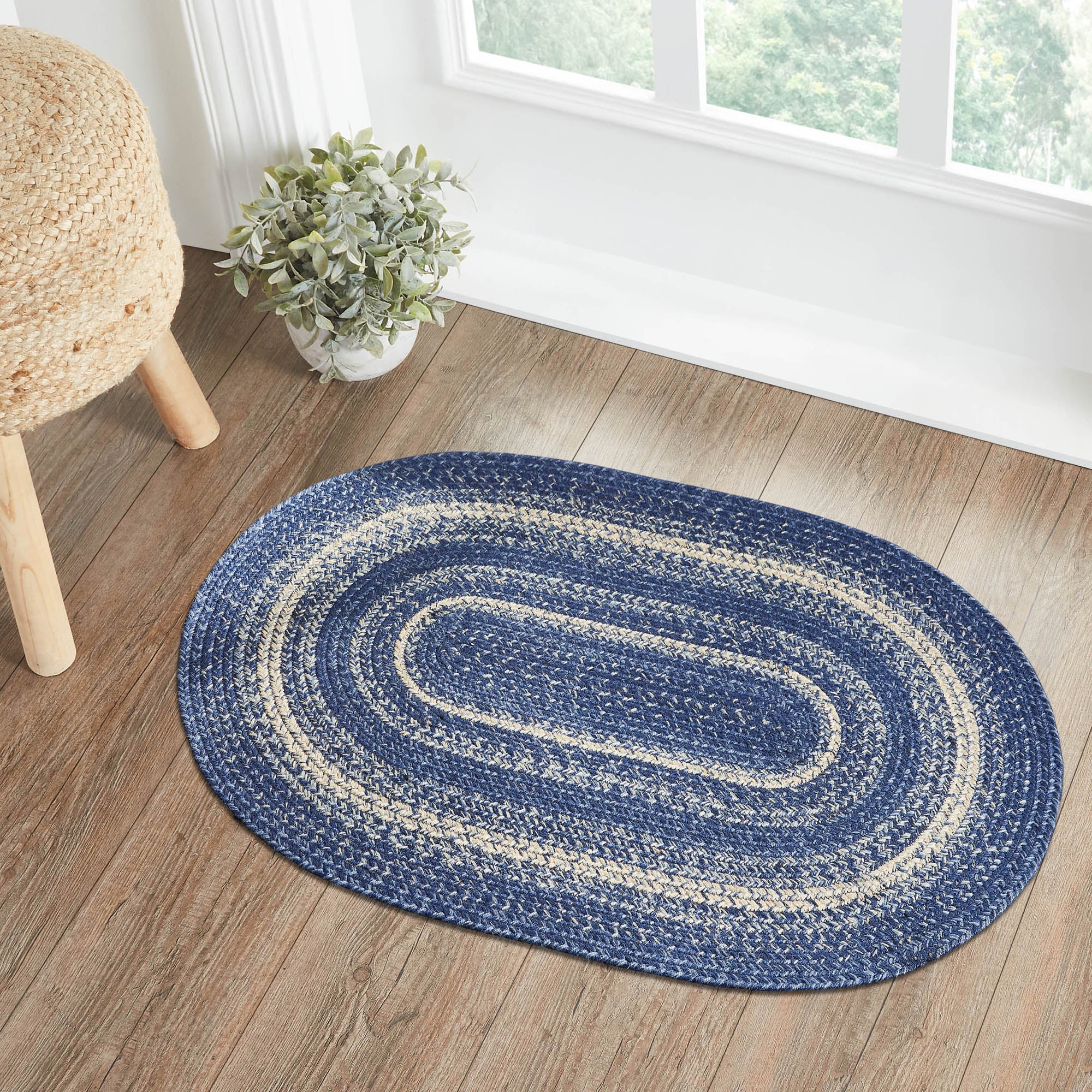 Great Falls Blue Jute Rug Oval 24x36 - Allysons Place