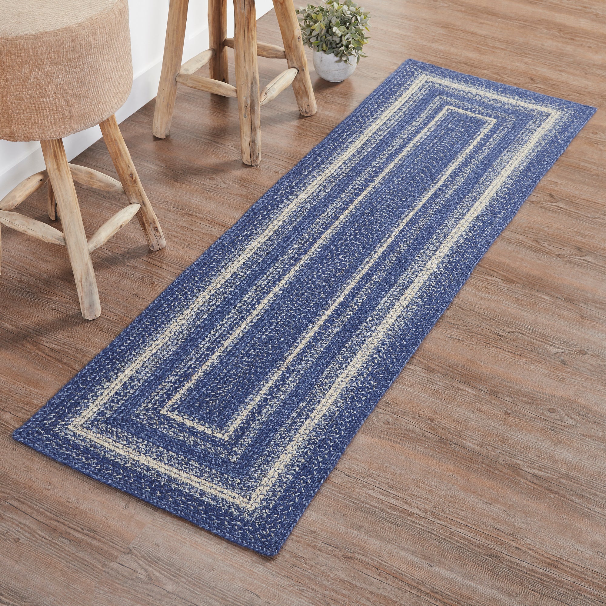 Great Falls Blue Jute Rug/Runner Rect w/ Pad 24x78 - Allysons Place