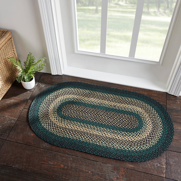 Floral Vine Welcome Half Circle Braided Rug 19.5x36 - with Pad in 2023