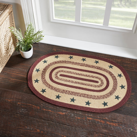 Potomac Jute Rug Oval Stencil Stars w/ Pad 24x36