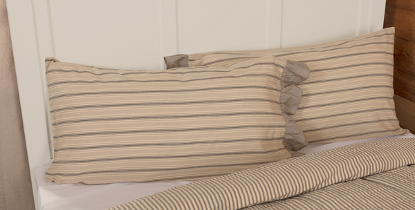 Sawyer Mill Charcoal Stripe Ruffled King Pillow Case Set of 2 21x40