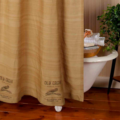Old Crow Shower Curtain. The design, quality and style of this shower curtain will serve as the perfect addition to your Country themed bathroom. Fabric is made of cotton. Size is 72" x 72" (Buttonhole) (Unlined). Color is Tea Dyed. Visit website for free shipping offer. Primitive Country Home Decor.  