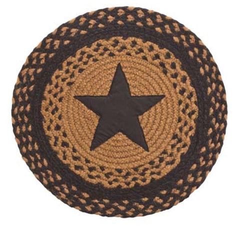 Star Black Braided  Table Accent Round 15 in. set/4