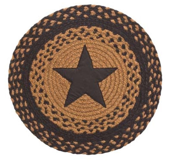Star Black Braided Jute Table Accent Round 15 in. set/4