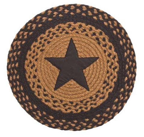 Star Black Braided Jute Table Accent Round 15 in. set/4