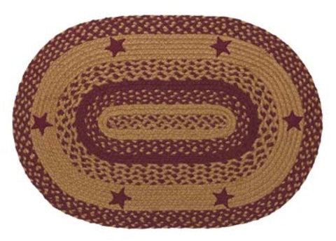 Star Wine 5'x8' Braided  Oval Rug