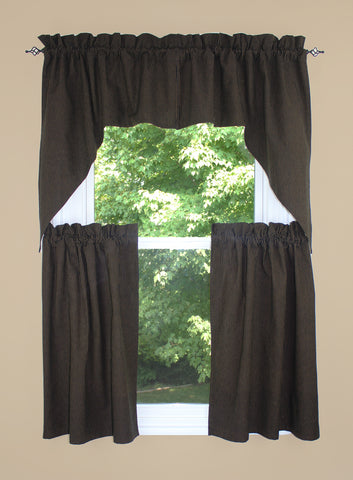 The Primitive Ticking Black Lined Swag features a classic black with mustard gold ticking pattern. 