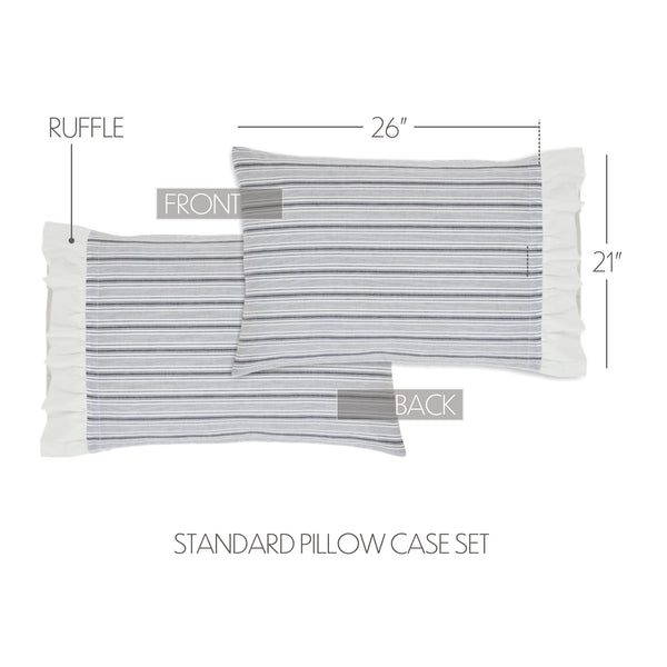 Sawyer Mill Black Ruffled Standard Pillow Case Set of 2 21x26+4