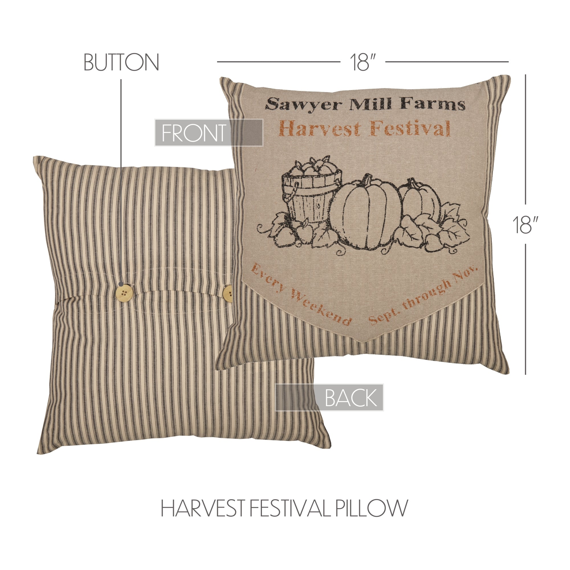 Sawyer Mill Charcoal Harvest Festival Pillow 18x18 - Clearance - All S -  Allysons Place